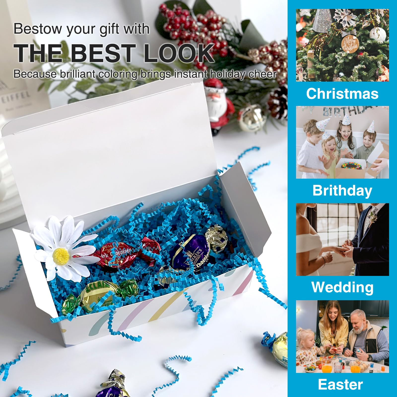 1/2 LB Crinkle Cut Paper Shred Blue Crinkle Paper Shredded Paper For