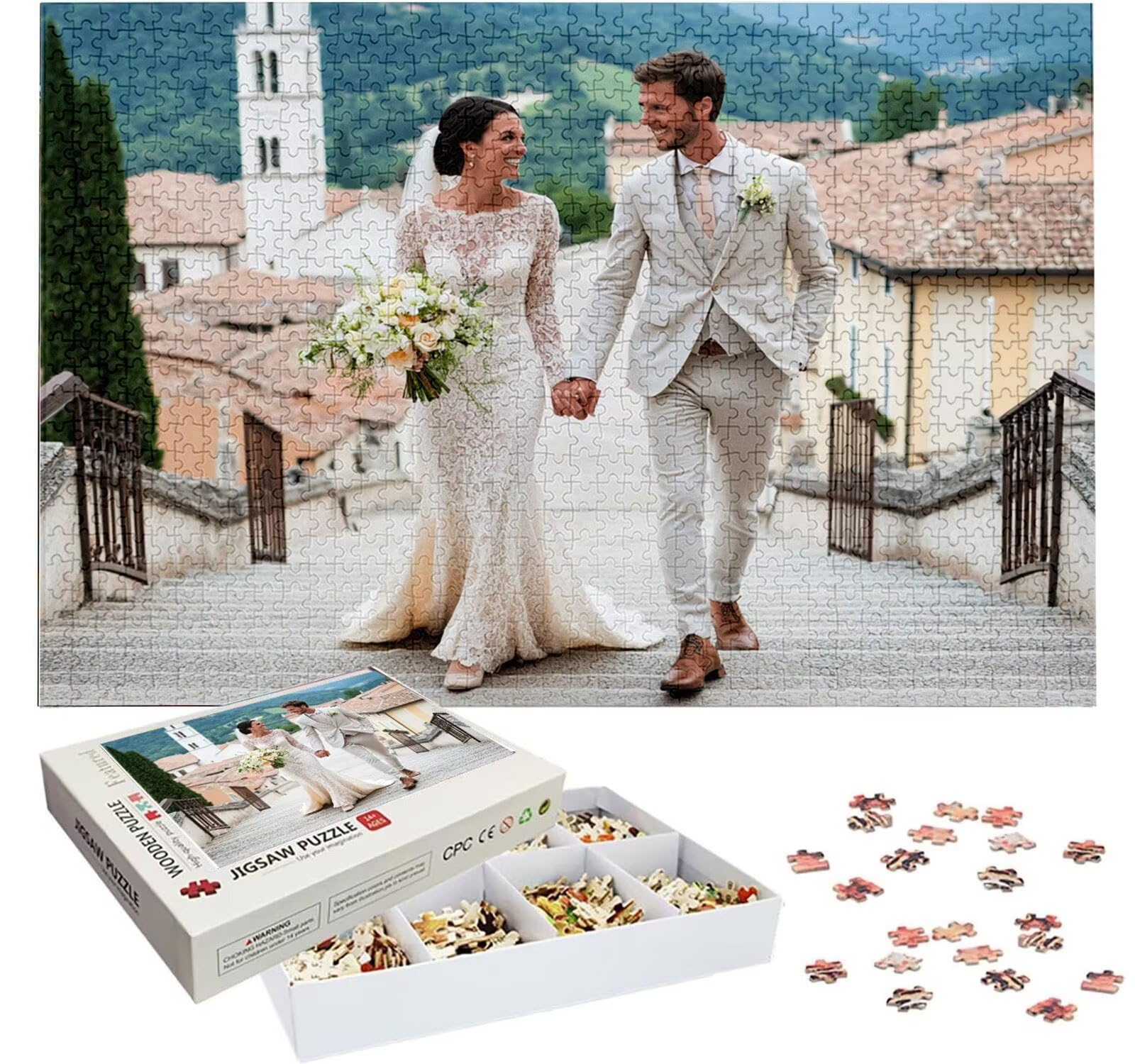 Puzzle Personalizado con Foto, Personalizada Rompecabezas Personalizado Diseña tu Logo Foto o Texto, Personalizado Navidad Halloween San Valentín Parejas Niños Familia Amigos h-3533