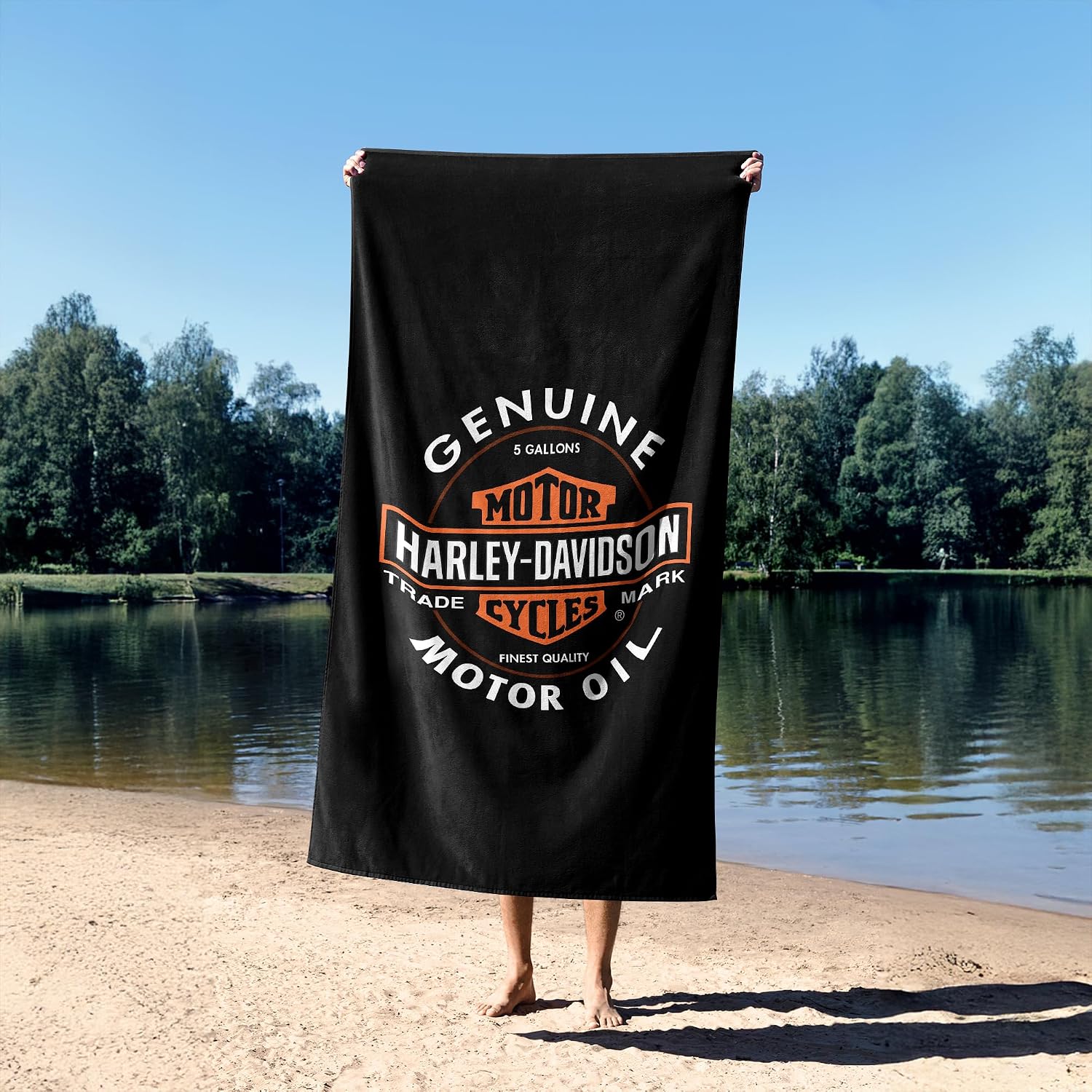 Northwest Harley-Davidson Oil Can Sand Free Beach Towel, 35 x 60 in image 4