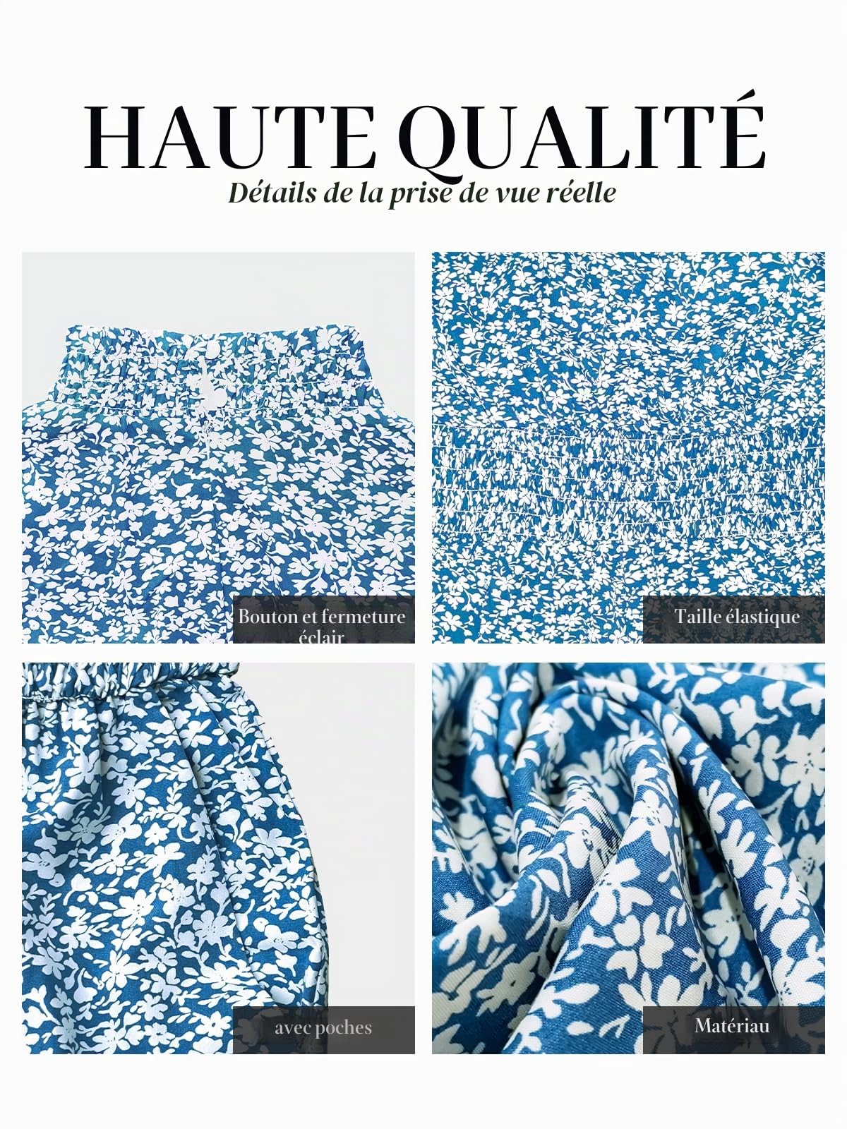 CUPSHE Combinaison d'été pour femme avec poche, col montant, taille élastique, jambes larges, robe décontractée pour les affaires, les mariages, les vacances