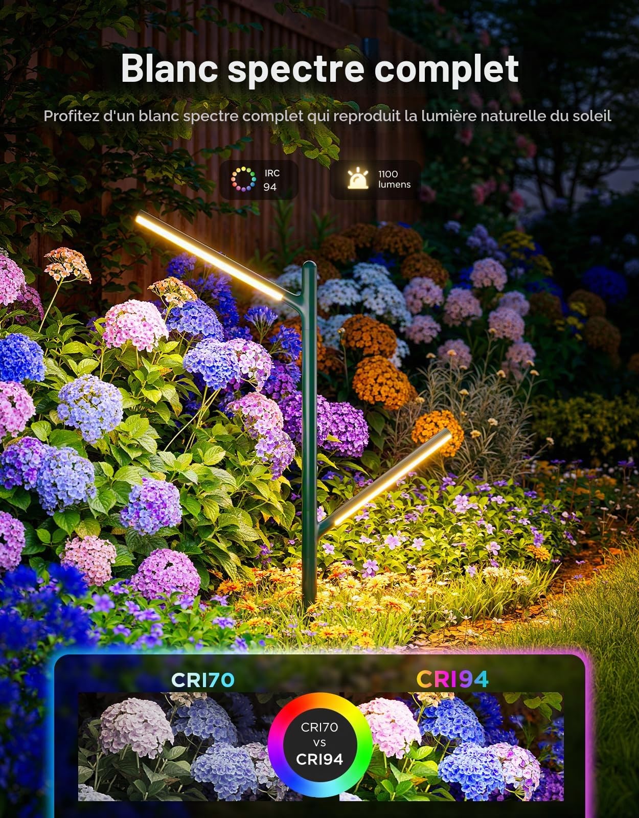 Govee Lampe de Jardin LED, RGBWWIC Lumière Extérieure en Métal Etanche IP66, Forme et Hauteur DIY, 16 Millions de Couleurs, 64 Scènes, Alexa Matter Compatible, pour Chemin Allée Pelouse Decor, 2pcs