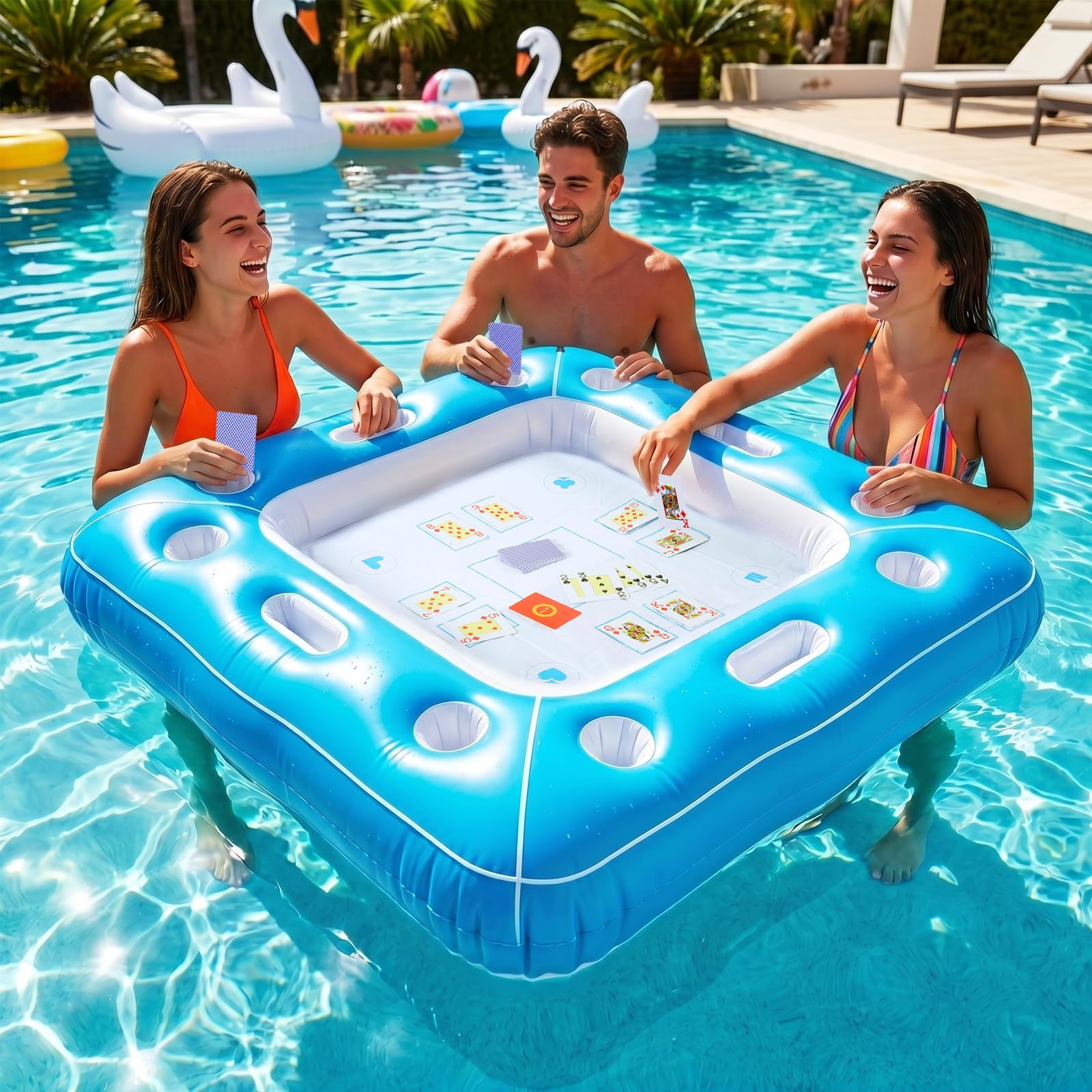 Wlicon Large Floating Table for Pool Inflatable Floating Poker Table for Adult Beach Summer Party