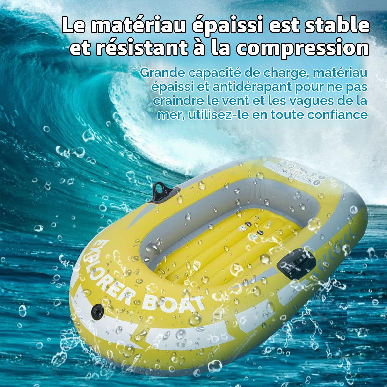 Bateau Pneumatique,Bateau Gonflable Jaune en PVC,109 x 87 x 66 cm Kayak Canoe Gonflable,Capacité de Charge 55 kg Bateaux Pneumatique Pêche pour Adulte et Enfant