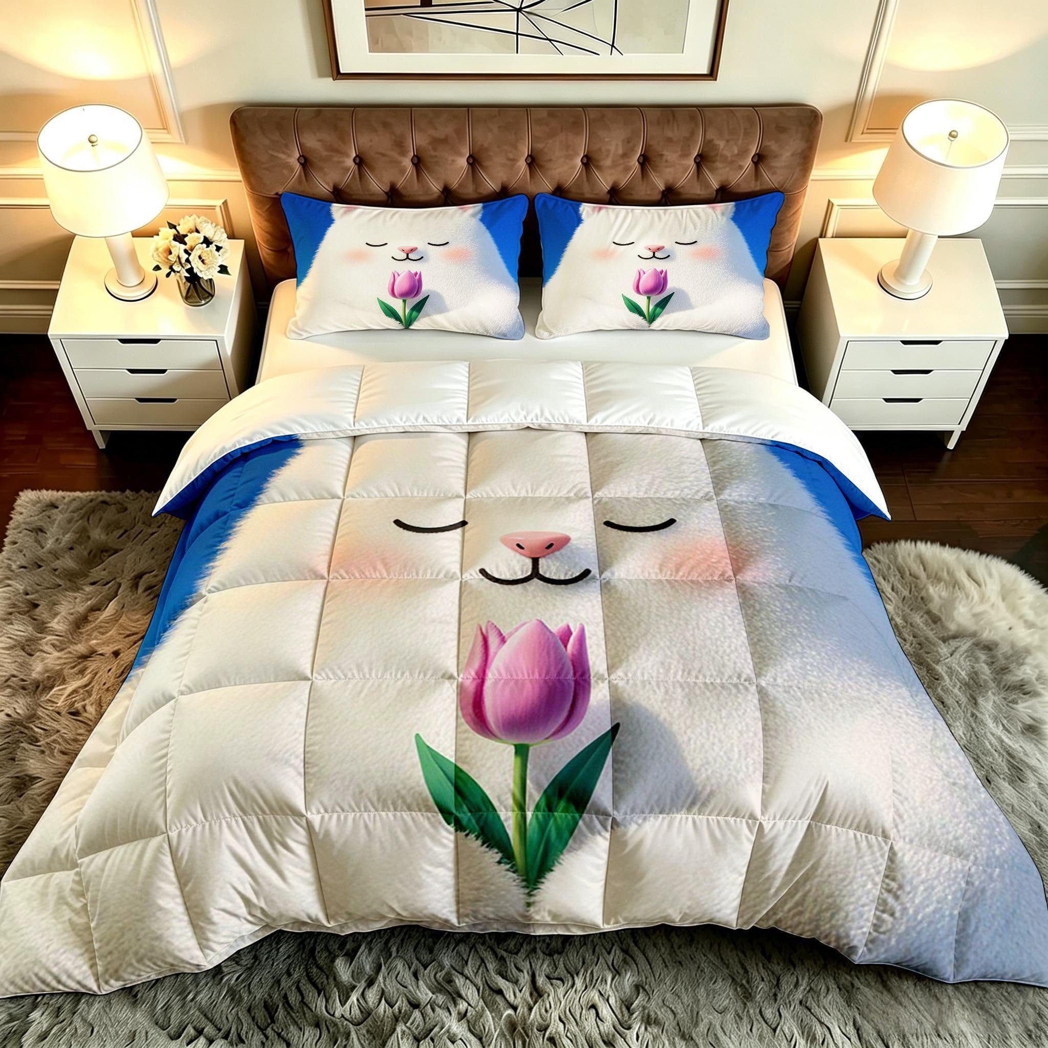 Edredón King Size 3D Oso Animado Sustituto Plumas para Adultos-A36