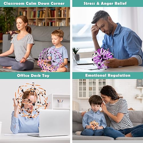 Miniatura 7 de HYCY BJD - Pelota retráctil expandible, juguete de bola mágica para aliviar la ansiedad para manejar todas las necesidades de estrés de niños y