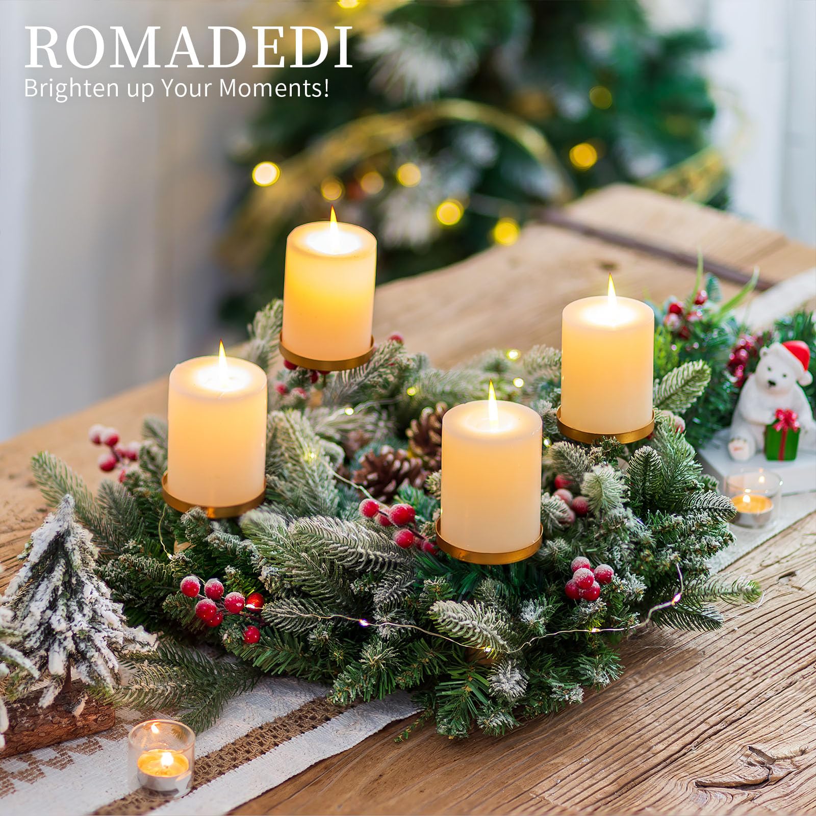 Romadedi Lot De 4 Bougeoirs Pour Couronne De L'Avent - Doré