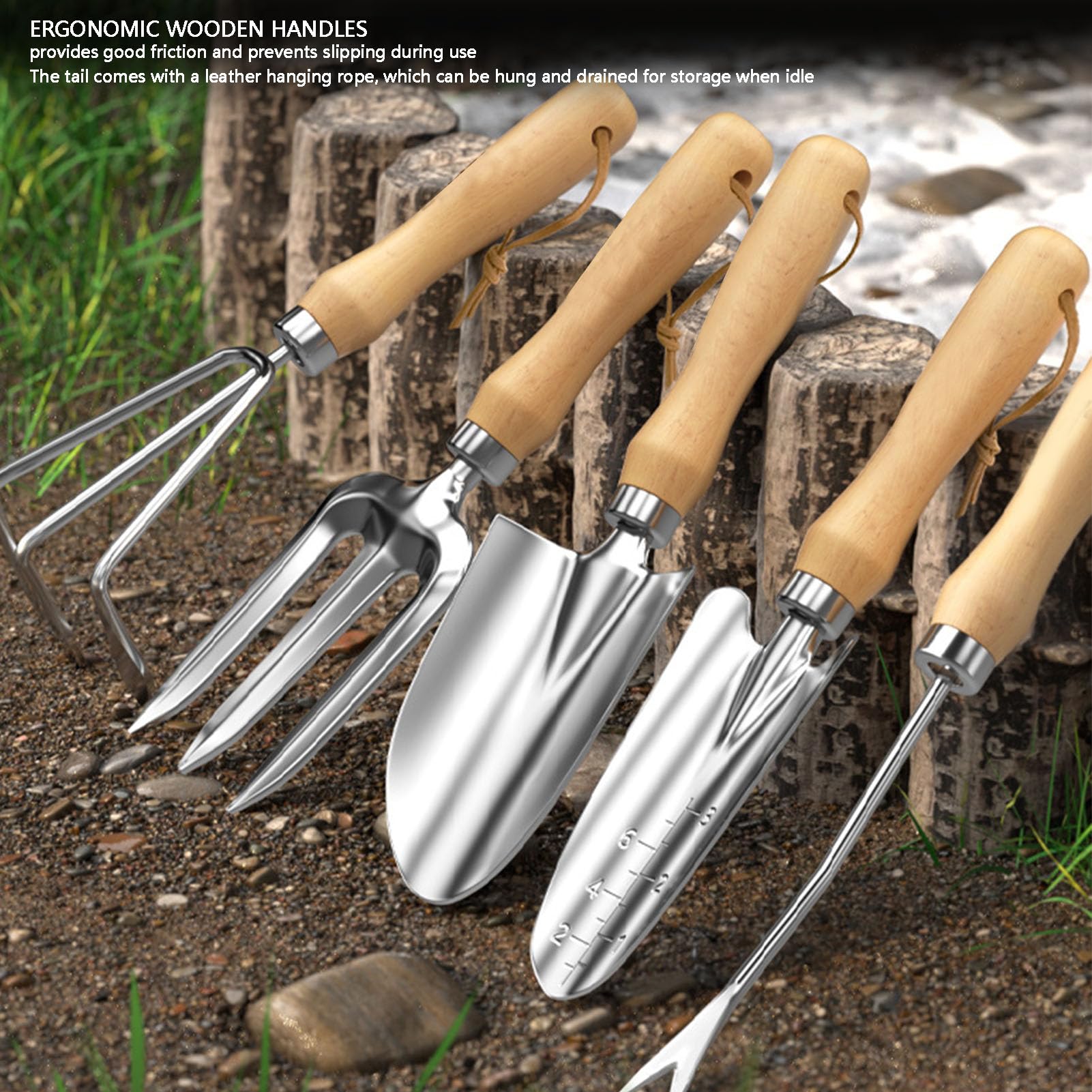 Set di Attrezzi da Giardino in Acciaio Inossidabile, Kit da Giardinaggio 6 Pezzi con Custodia, for Cura di Piante, Vasi, Orto e Giardino (6PCS)
