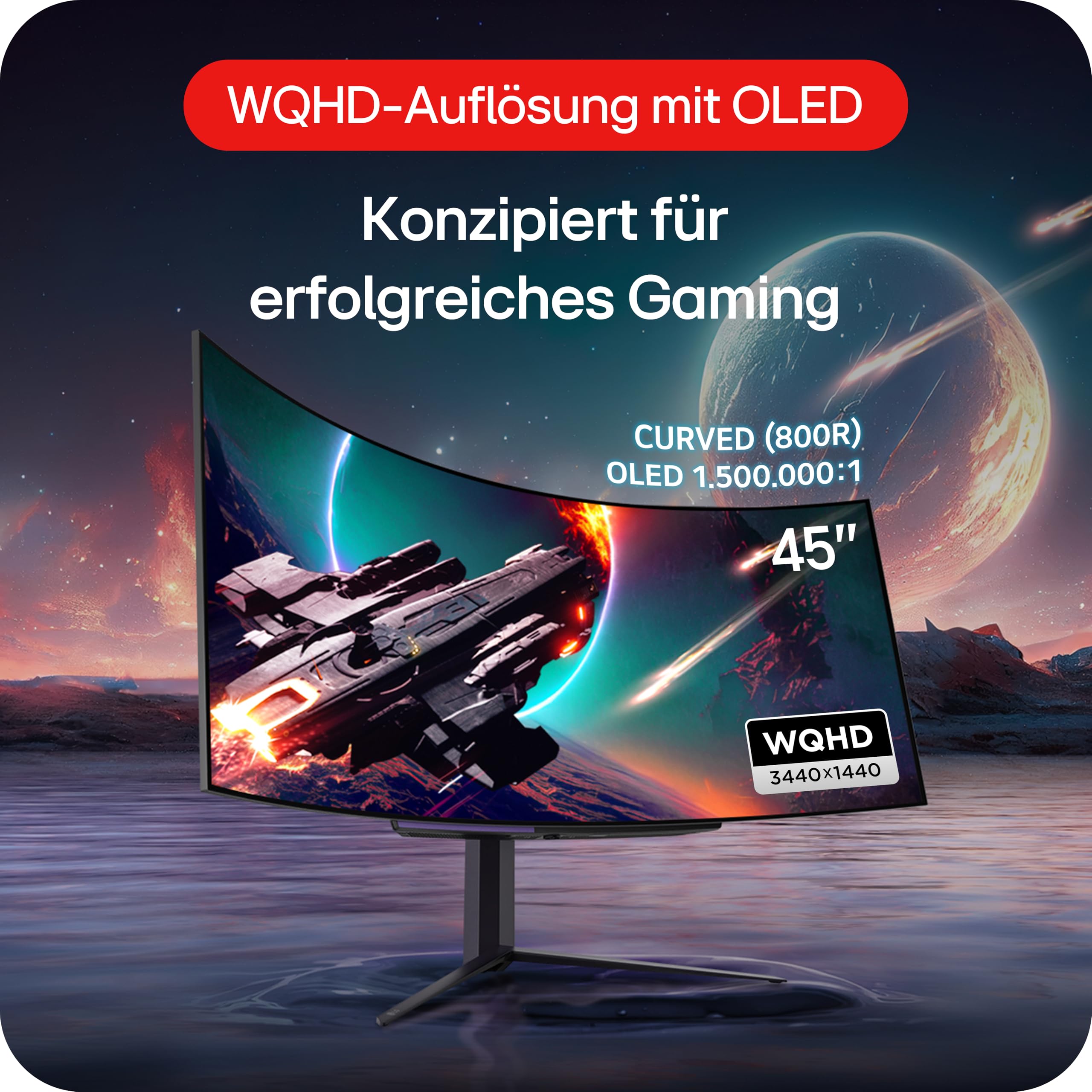 LG Ultragear™ 45GS96QB-B.AEU (45 Zoll) 21:9 Curved 800R UWQHD OLED Gaming-Monitor, 240Hz, AMD FreeSync™ Premium Pro, DisplayHDR™ True Black 400, 2X HDMI 2.1, Grau
