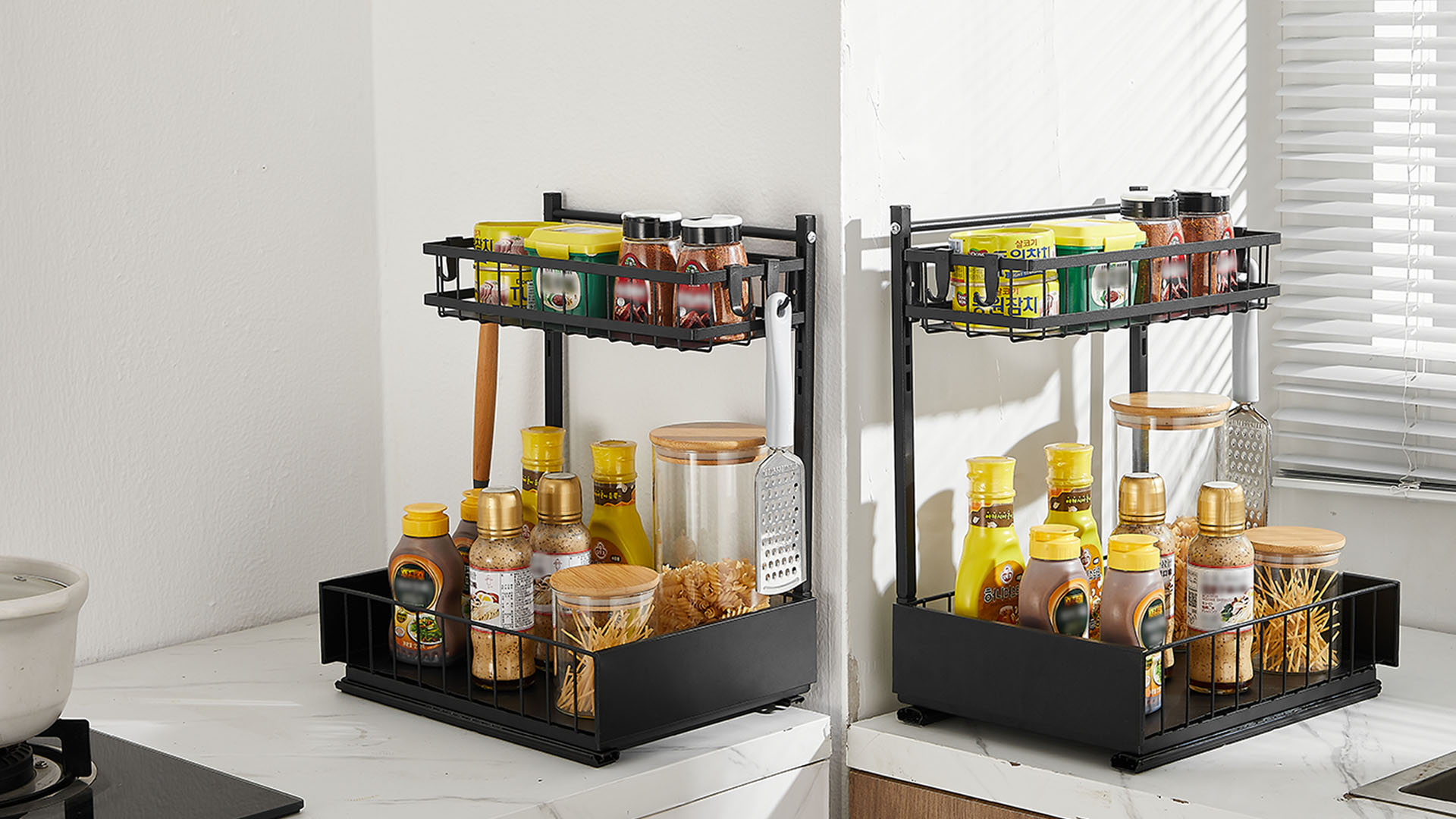 Organizador Bajo Fregadero Sagetta Organizadores Negros Para Debajo Del  Fregadero Con Rieles Deslizantes Para Debajo Del Fregadero De La Cocina,  Organizador De Armario De Cocina, Organizador De Gabinete De Cocina  Extraíble De, image size:1920x1080