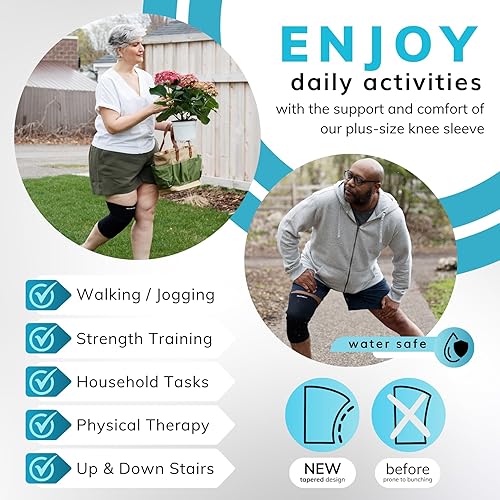 Miniatura 5 de BraceAbility Rodillera de neopreno de talla grande, manga de compresión bariátrica para piernas grandes y muslos grandes, soporte para el dolor de