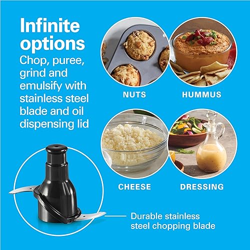 Miniatura 7 de Hamilton Beach Potente procesador inalámbrico de alimentos y picador de verduras, capacidad de 4 tazas, recarga rápida, incluye adaptador de