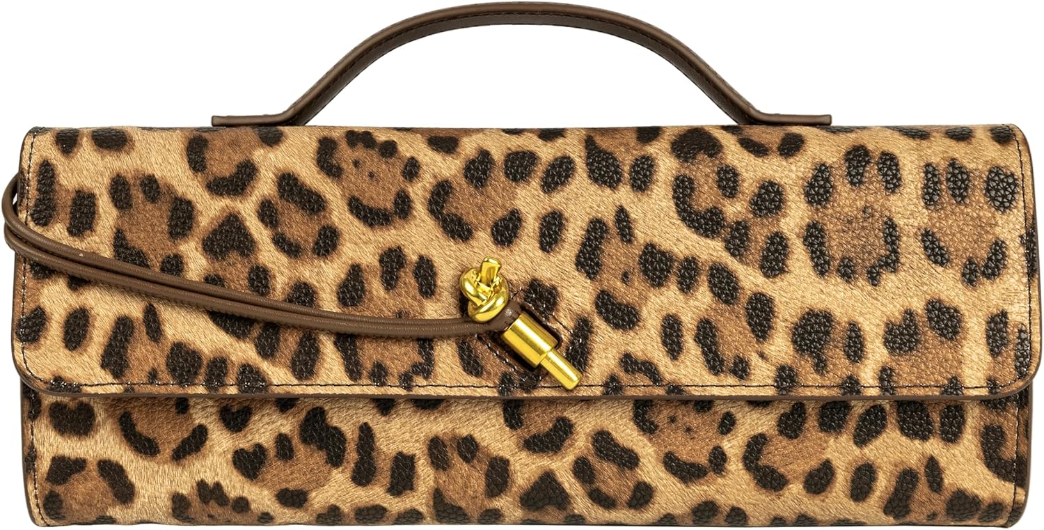 Joryin Leopard Print Purse Evening Bag for Women Evening Clutch Crossbody Bag Shoulder Bag Handbags Top Handle Bag Formal Evening Purse, Brown