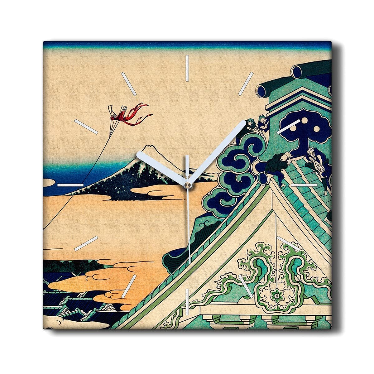 Horloge sur toile silencieuse 30x30cm décoration murale montagne