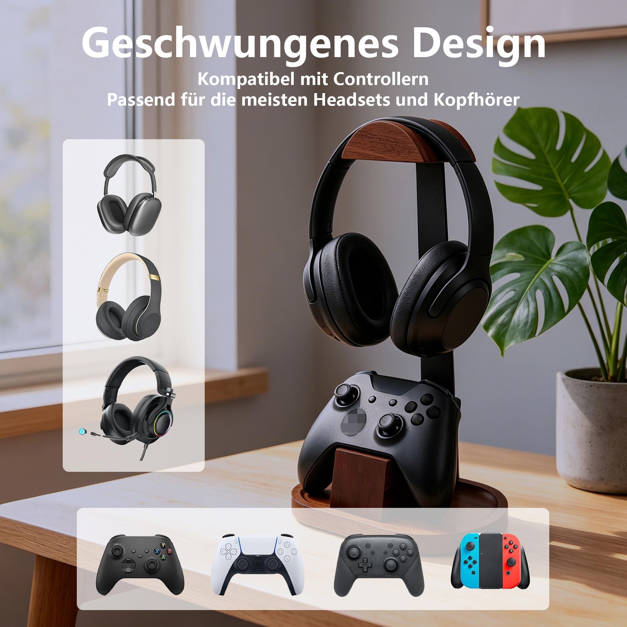 Headset Halterung Tisch, Kopfhörer Ständer Mit Gaming Controller Halter