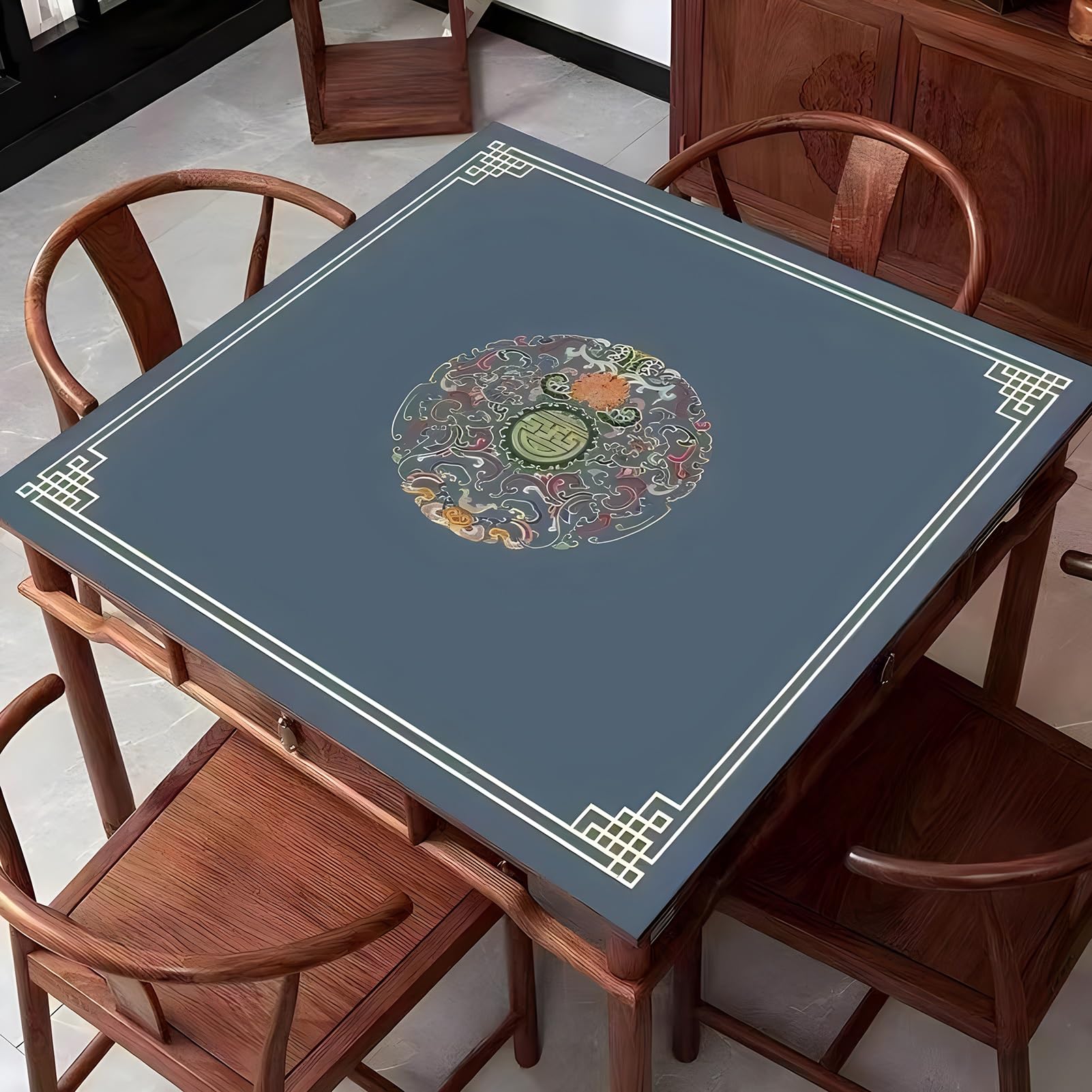 Tovaglia da tavolo per mahjong, Tappetino da Mahjong spesso con borsa portaoggetti, tappetino tavolo quadrato antiscivolo e antirumore