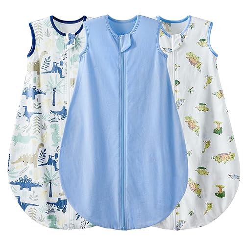 Duomiaomiao TOG 0.5 - Saco de dormir unisex para bebé, 100% algodón natural, saco de dormir con cremallera de 2 vías, 0.5 Tog-tigre