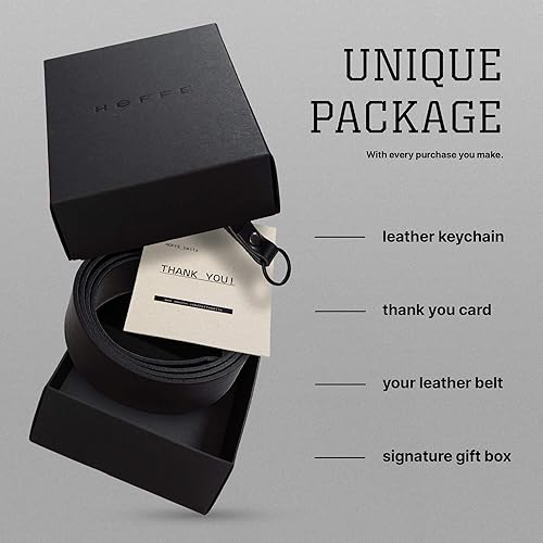 Miniatura 5 de HoffeBelts Cinturón de cuero para hombre, cinturones hechos a mano para hombres con hebilla, cinturones de cuero de grano completo, casual, vestido