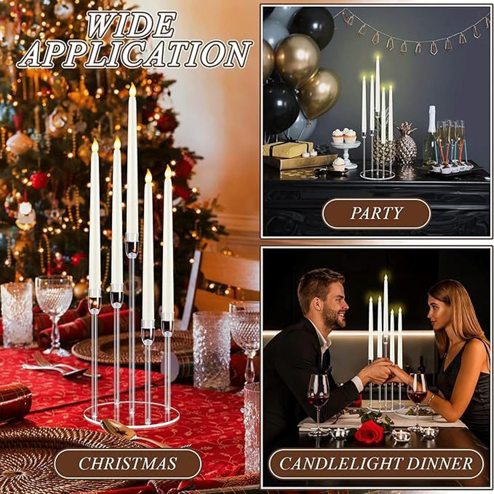Portavelas de alta calidad para decoración del hogar, candelabros cónicos transparentes, elegante diseño de candelabro, 500 g, peso adecuado para decoración de interiores, regalo de casa nueva
