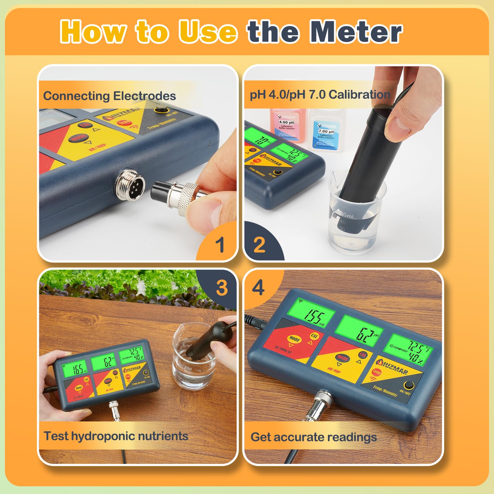 UIUZMAR 7-in-1 pH EC Meter for Hydroponics -6