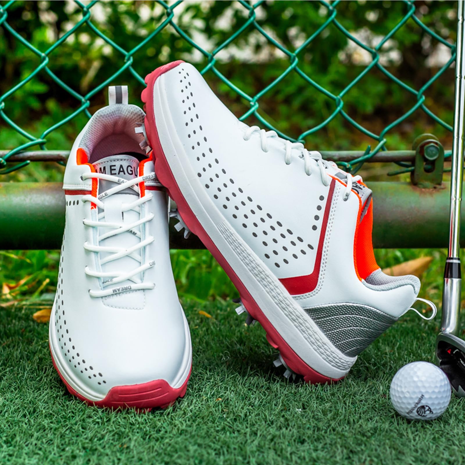 Hombre Zapatos De Golf, Resistente Al Agua Extra Ancho Zapatillas, Zapatillas Unisex De Piel Antideslizantes con Púas para Entrenamiento De Golf
