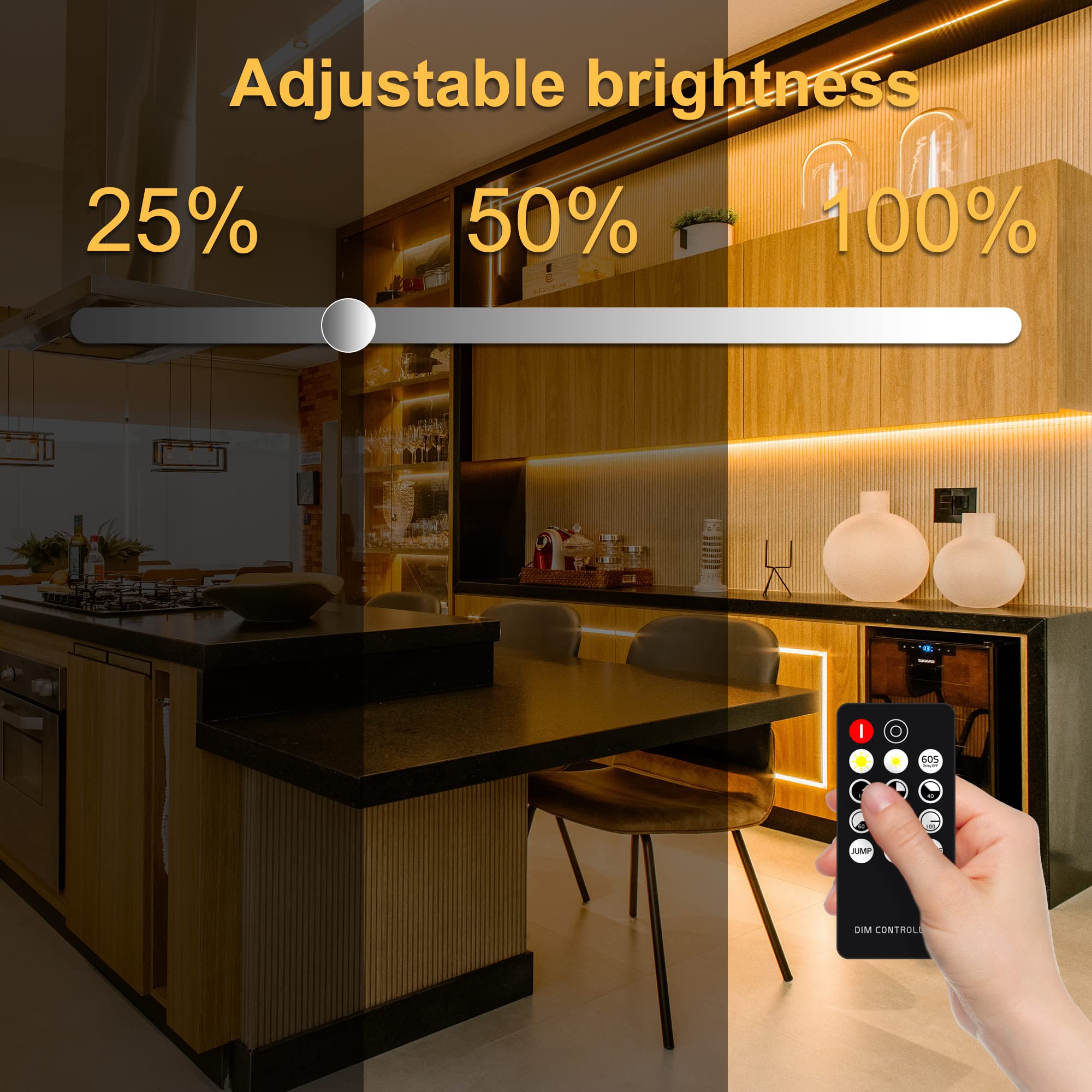 TTWAY Striscia LED COB 2700K, Bianca Calda Striscia LED 10 metri con Alimentatore GS, telecomando RF, 384 LED/M, CRI93+, Luci LED per TV, Decorazione della Camera da Letto