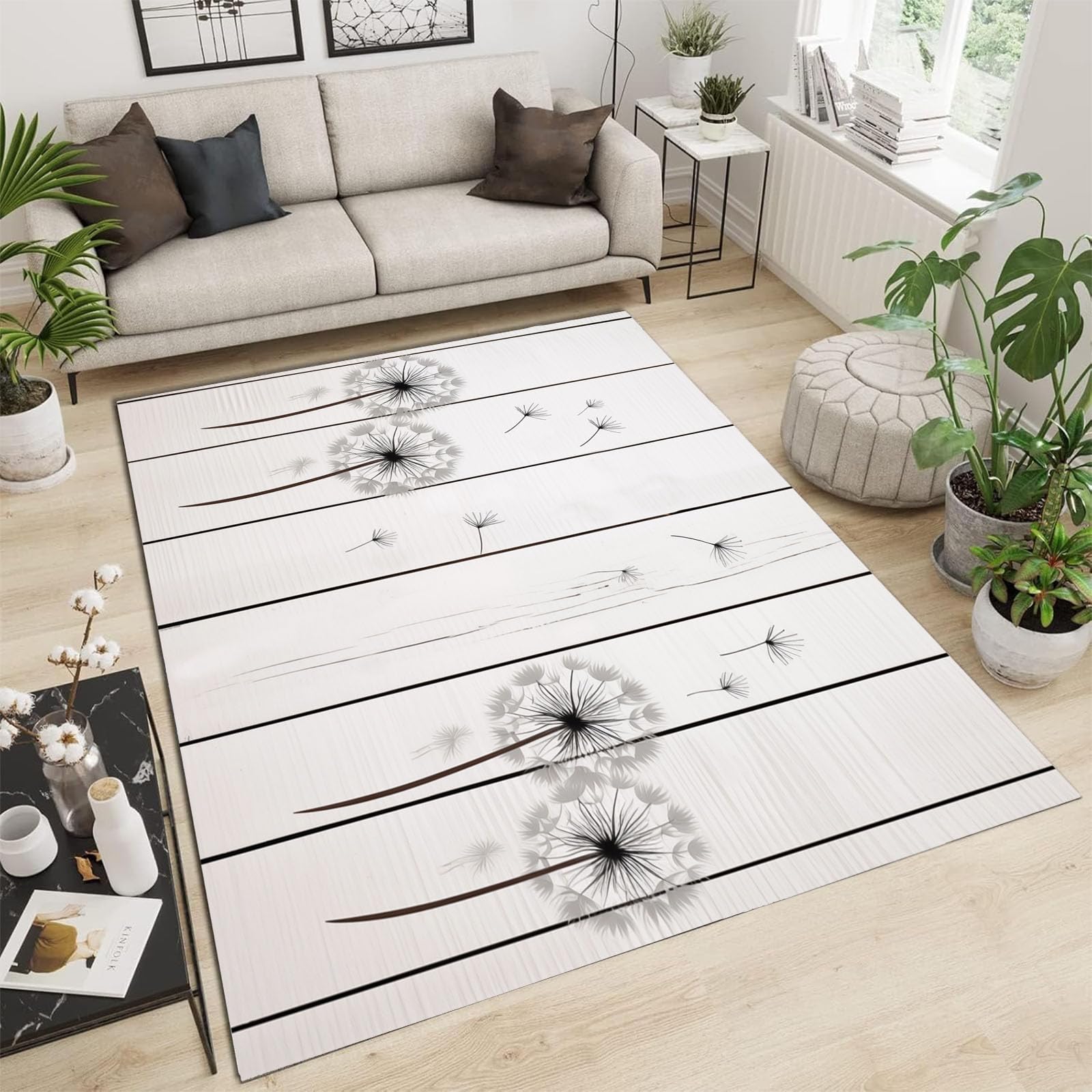 Tapis poils courts lavable 240x300 cm grand tapis de salon beige