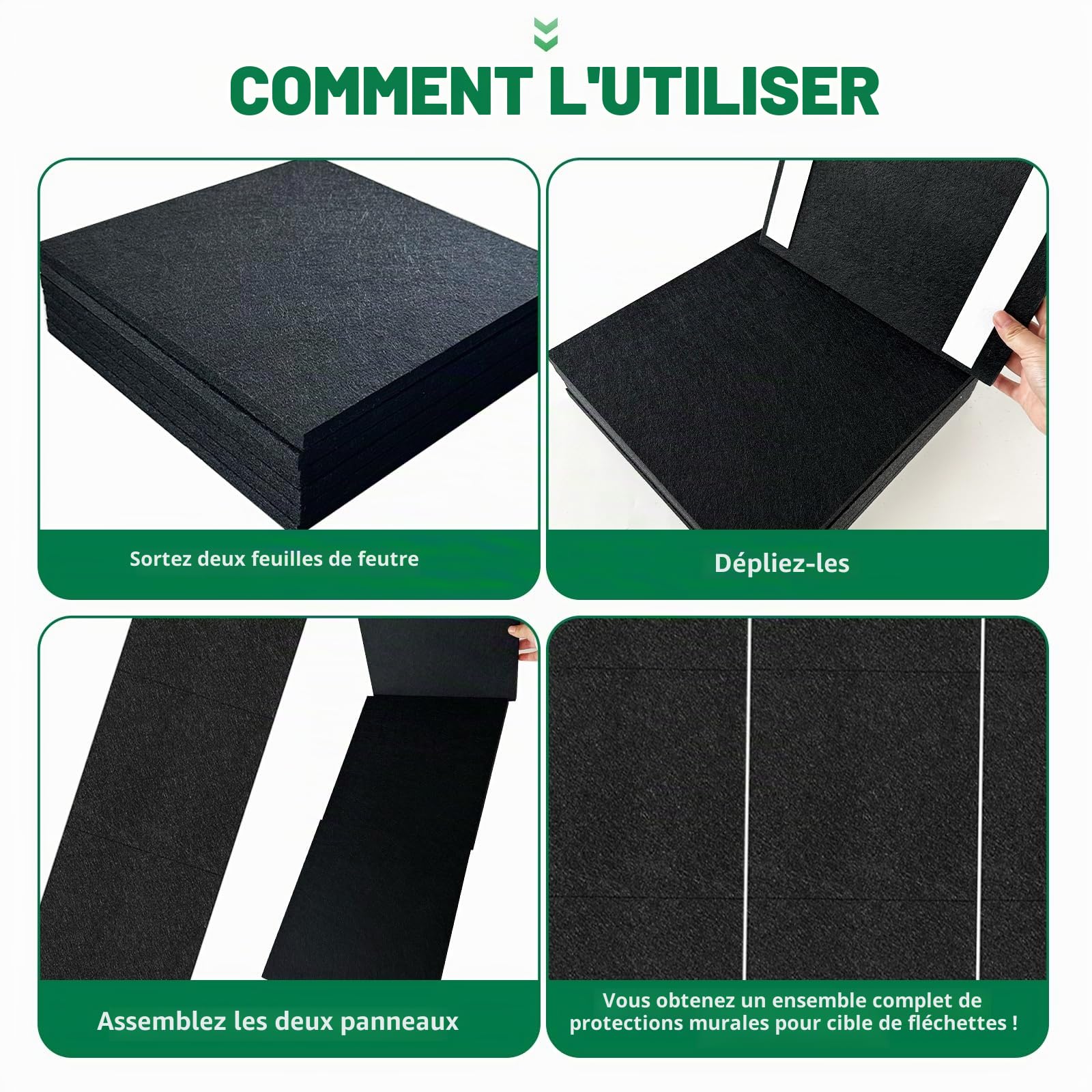 Tapis De Protection Murale Pour Fléchettes – Feutre 60x90 Cm – Amovible, Antidérapant – Idéal Pour Garage, Salle De Jeux Ou Bureau