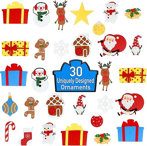 Miniatura 4 de BASHOUT Árbol de Navidad de fieltro para bricolaje con adornos, 3.5 pies, árbol de fieltro alto más 30 adornos, árbol de Navidad decorativo fácil de