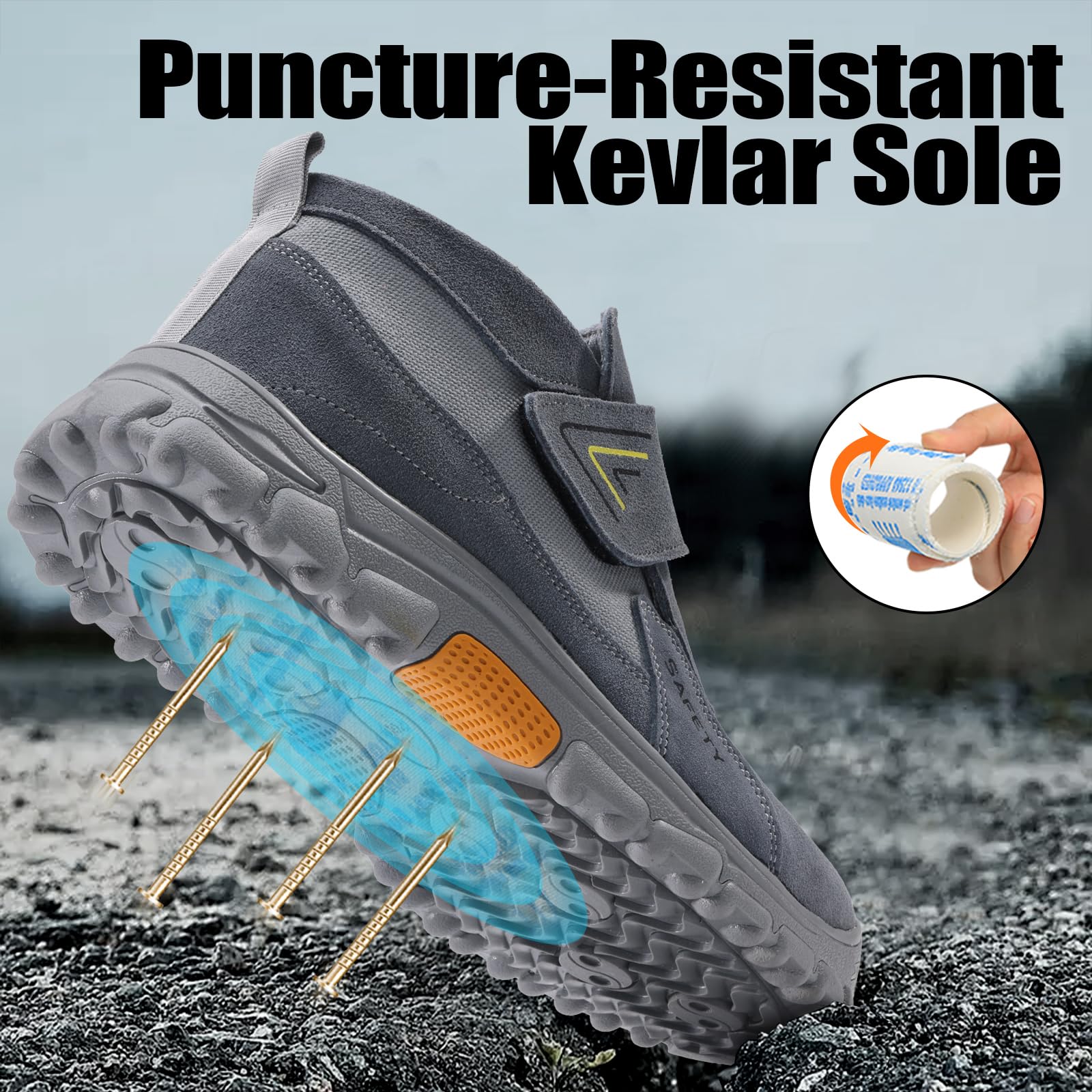 LAoutun Scarpe Antinfortunistiche da Uomo, Scarpe da Lavoro da Uomo, con Punta in Acciaio, Scarpe da Lavoro Leggere, Abbigliamento da Lavoro
