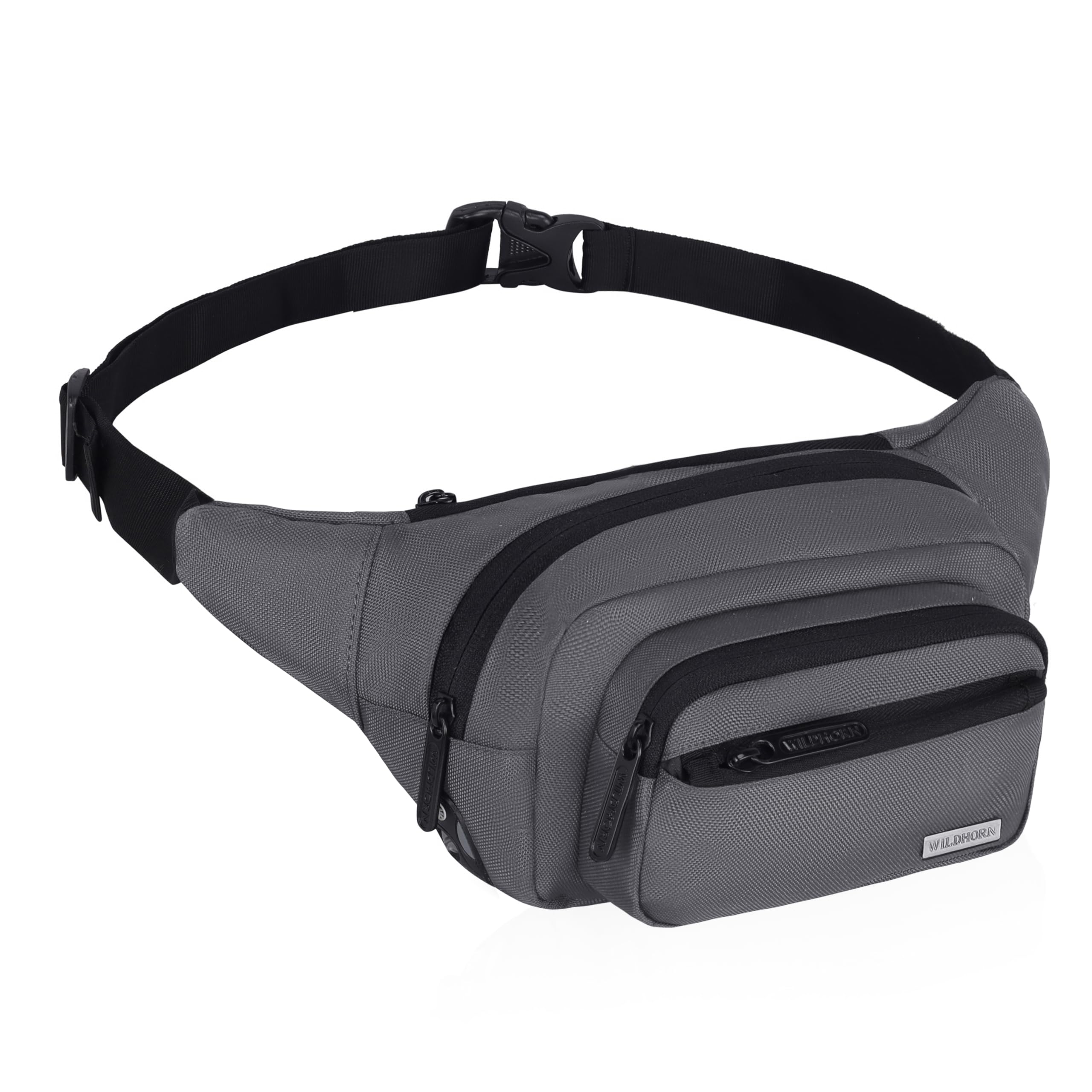 WILDHORN Waist Bag for Men Women I Ultra Strong Stitching, Sturdy Zipper, Waterproof Pocket, Large Fanny Pack for Hiking Travel Camping Running Sports Outdoors,with Adjustable Strap (Grey)-image-28