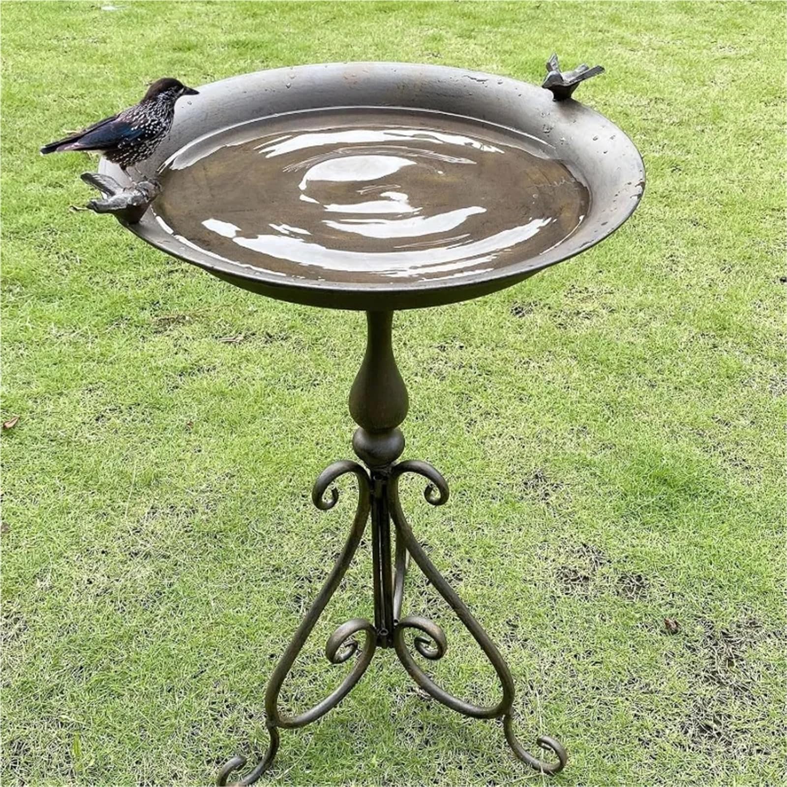 Metal Bebedero pajaros con Pie Baño for pájaros con Soporte, diámetro 18" Ancho x 28" Alto | Baños for pájaros for exteriores, Baños/comedero for pájaros de metal