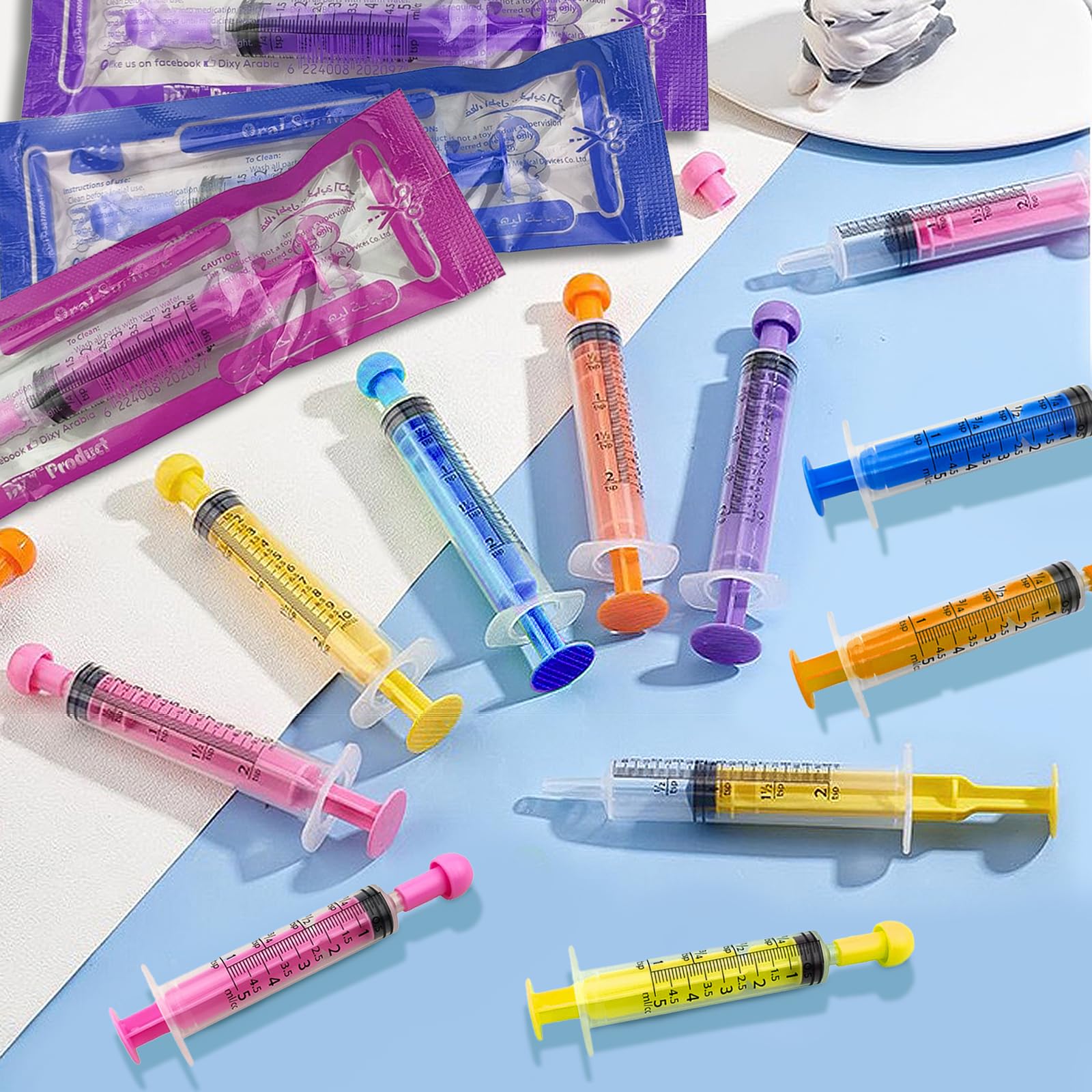 100 pz 5 ml/cc Plastica Sterili Siringhe con 22Ga, Confezionati Singolarmente Siringhe di Misurazione per Laboratori Scientifici, Iniettore per Animali Domestici, Erogazione di Inchiostro o Colla