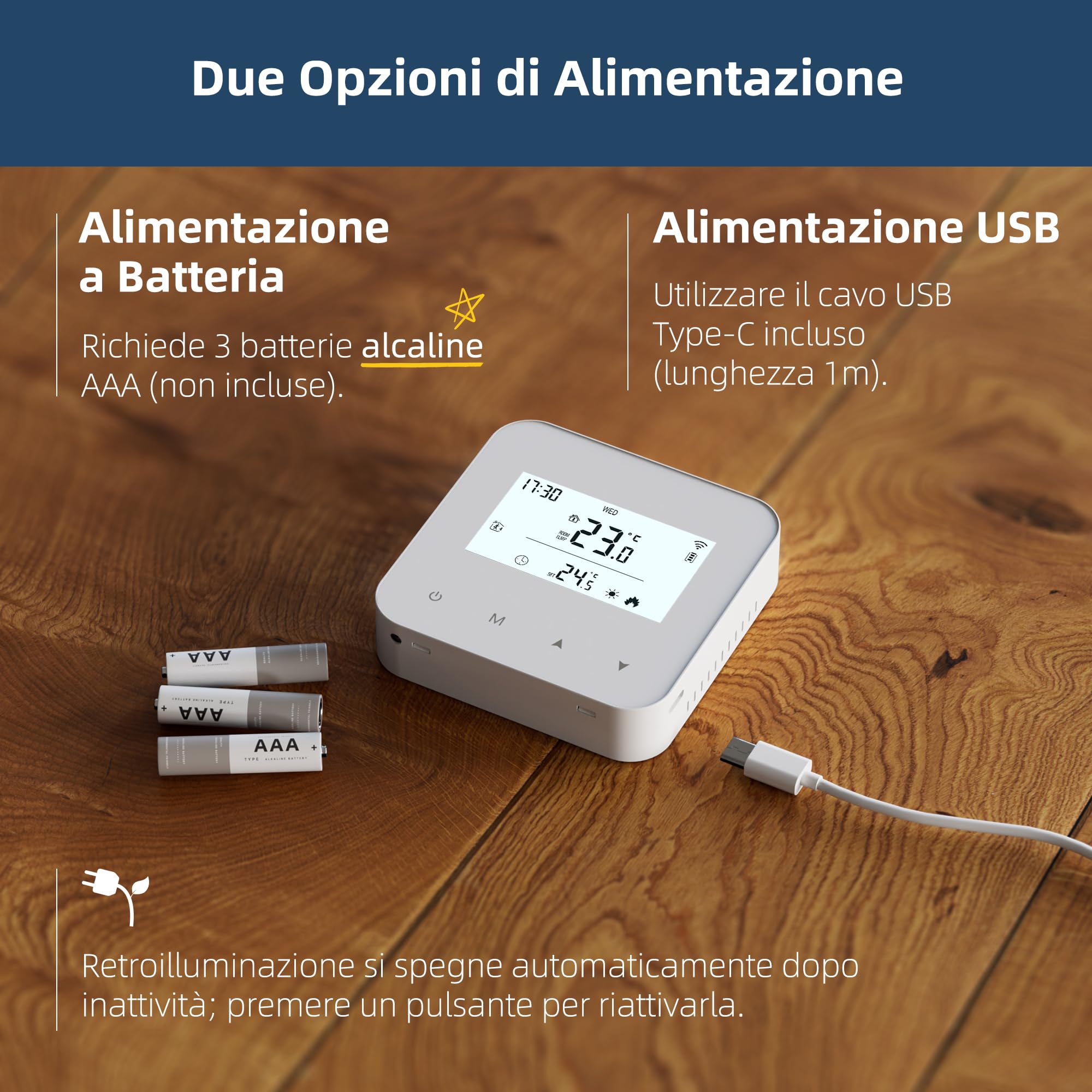 Termostato WiFi alimentato a batteria, termostato intelligente Tuya programmabile, compatibile con il controllo vocale Alexa e Google Assistant, l'app può condividere i dispositivi, bianco