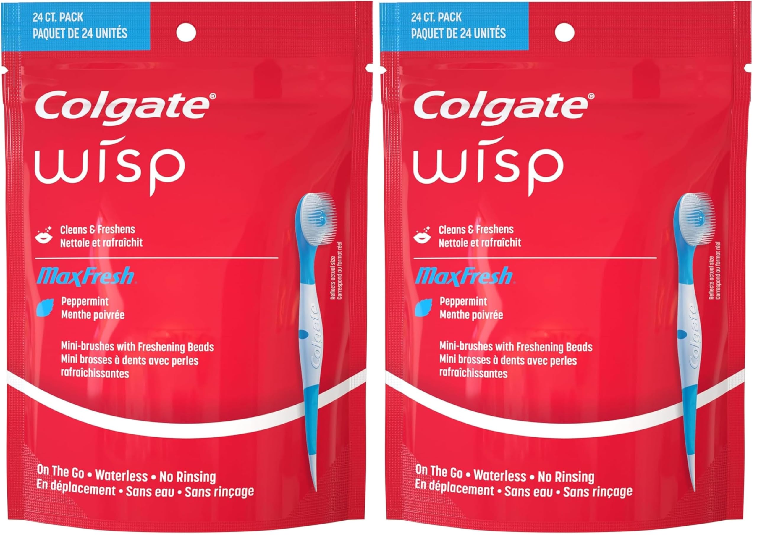 Colgate Wisp Portable Mini-Brush Optic White, Coolmint, 24 Count (Pack of 2)