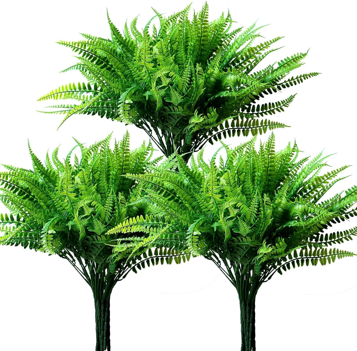 18 plantas de helecho artificial para exteriores, resistentes a los rayos UV, a granel, helechos Boston falsos, hierba, mamás, arbustos verdes de