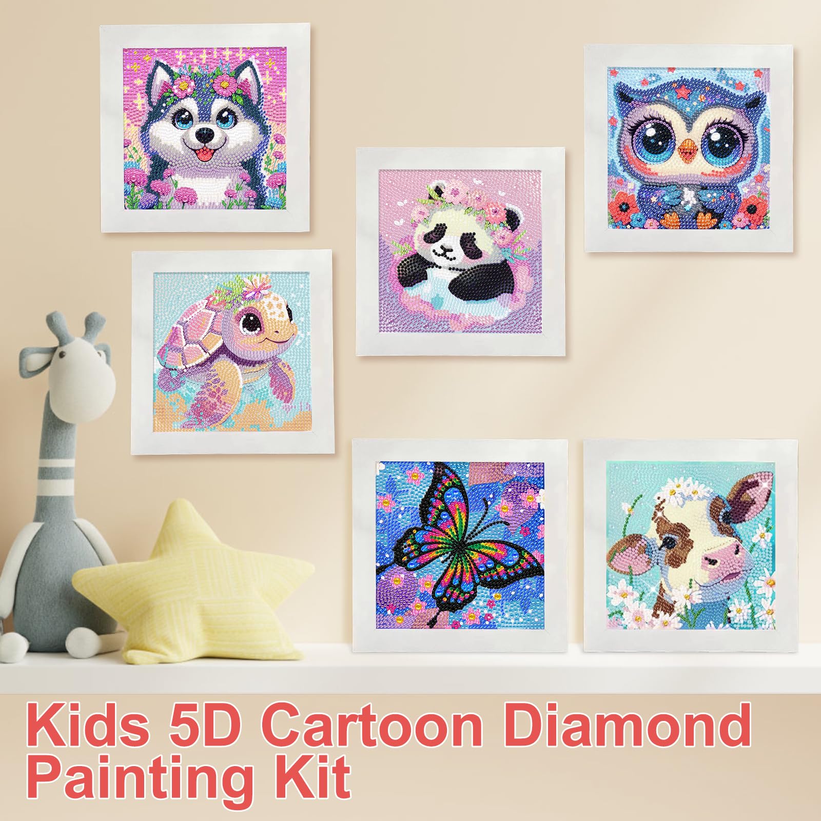 SZSMW 6 Pittura Diamante Bambina - Diamond Painting Bambini - Diamond Painting Animali - Perfetto per Decorare Il Tuo Soggiorno,Camera da Letto,Cucina E Adatti A Familiari,Amici O Colleghi（15 * 15cm）