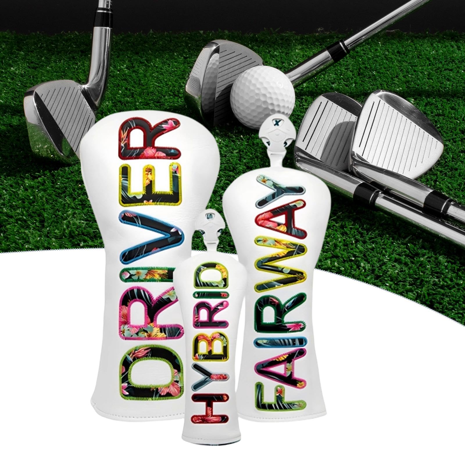 3 Piezas Fundas para Cabeza de Palo de Golf Cubiertas para Driver Y UT Híbrido Material PU Impermeable Forro Suave Y Protector Apto para Hombr