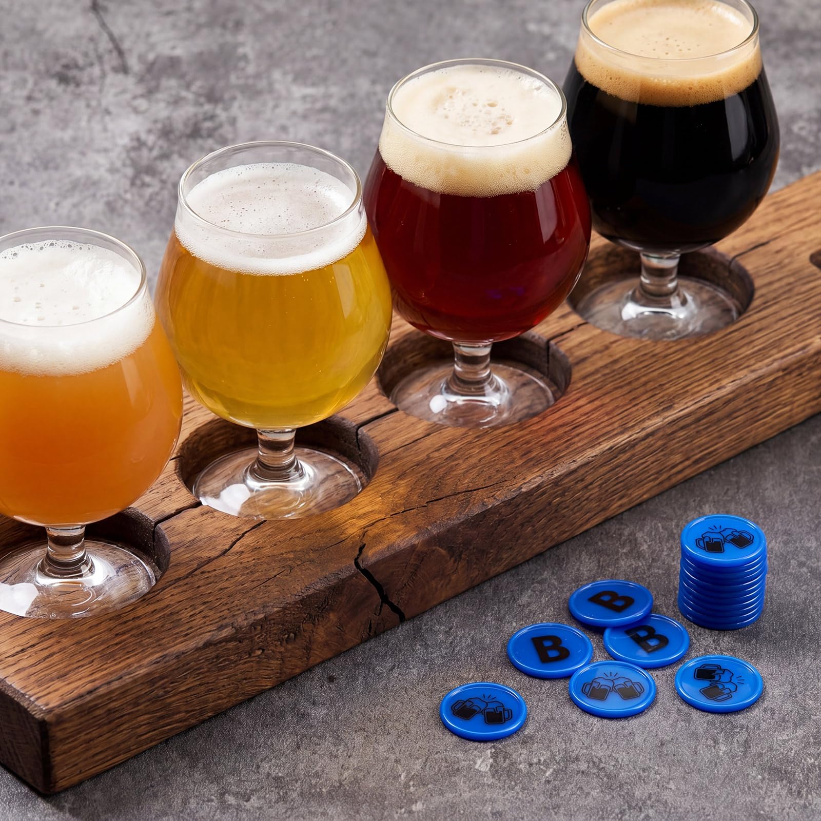 Nezyo 200 Pezzi Gettoni Birra Blu B Chip per Buoni Ø 24 mm in Plastica Riutilizzabile Ideali per Festival della Birra, Ristoranti, Mense, Feste, Eventi in Discoteca e Festival