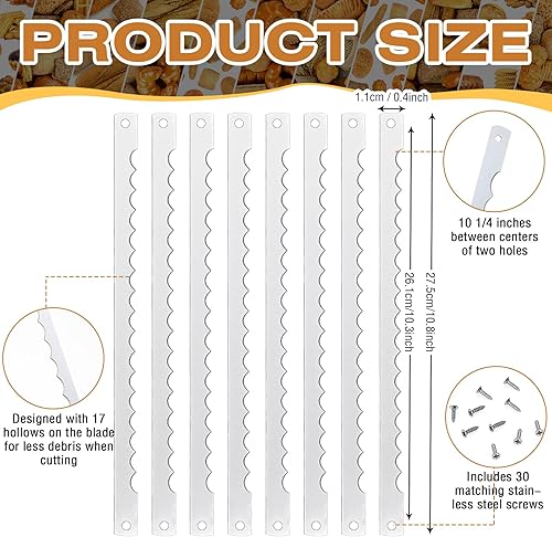 Miniatura 2 de Therwen Cuchillas de repuesto de acero inoxidable con tornillos para tartas, cuchillo de madera para cortar pan casero, 10.8 pulgadas (12 piezas)