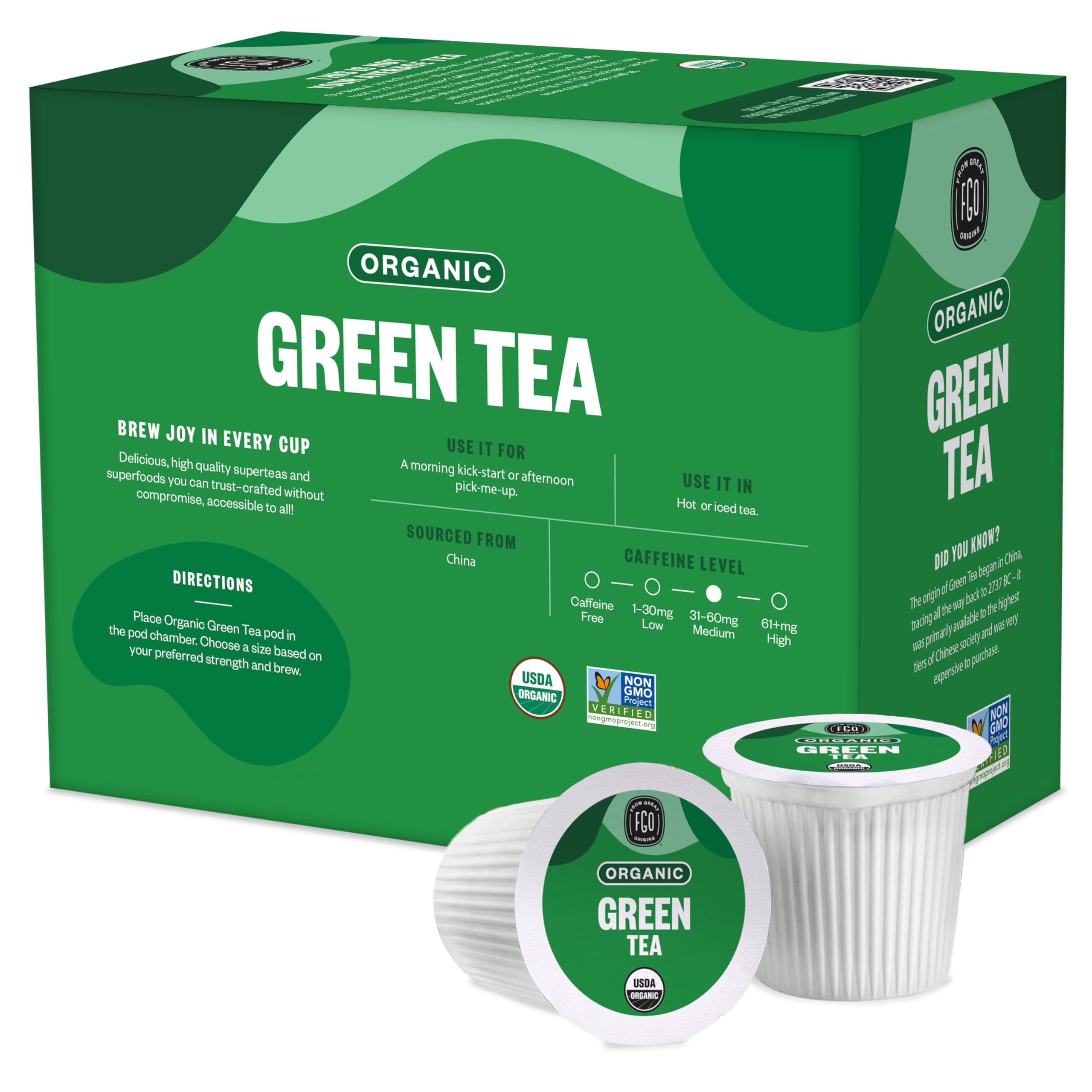 Amazon.com: FGO Organic Green Tea K-Cup Pods for Keurig, 24 Count