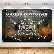 Gun Party Decorations, Gun Birthday Party Backdrop Supplies, Gun Happy Birthday Backdrop for Birthday Party Decoration