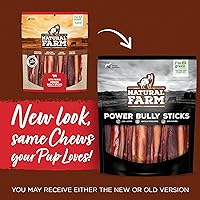 Vista 2 de Natural Farm Power Bully Sticks - Masticables para perros (6 pulgadas, paquete de 15), masticables 2 en 1: mejilla de res de alta calidad envuelta