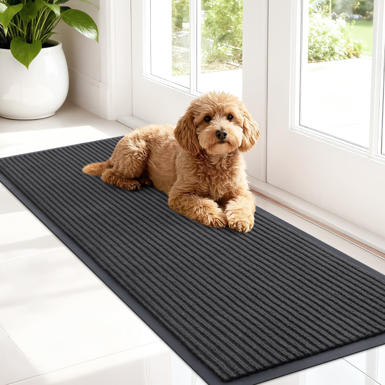 OLANLY Front Door Mat Indoor Outdoor Entrance, Waterproof Heavy Duty Doormat, Fade Resistant, Low Profile, Easy Clean Patio Porch Welcome Floor Mats for Entry, 29.5x17, Beige — view 152