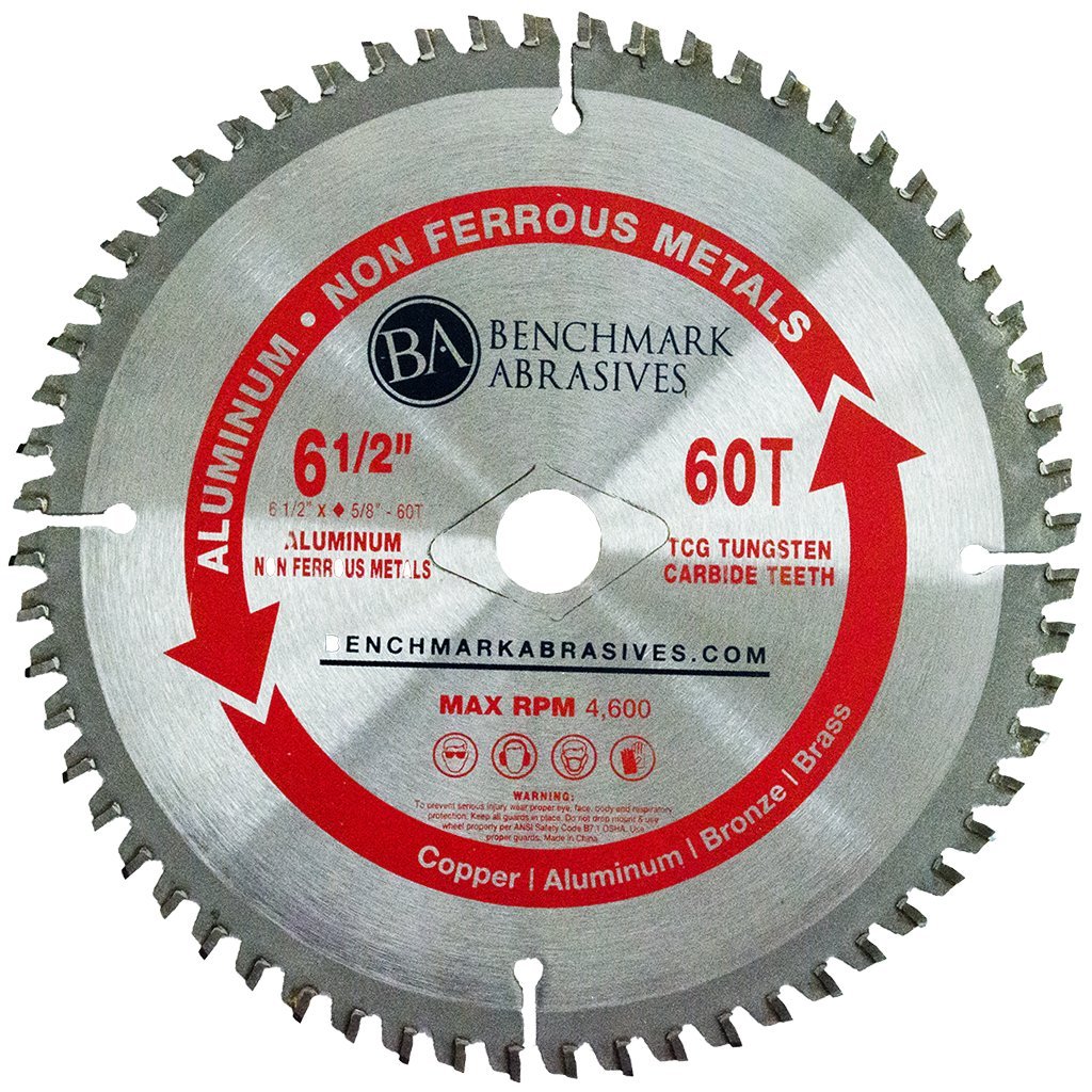 Benchmark Abrasives TCT 7-1/4 Inch Circular Saw Blade, Tungsten Carbide Tipped Non Ferrous Metal Cutting Saw Blades for Cutting Plastic, Fiberglass, PVC, Aluminum Cutting Blade - ‎(7-1/4" - 80 Teeth)