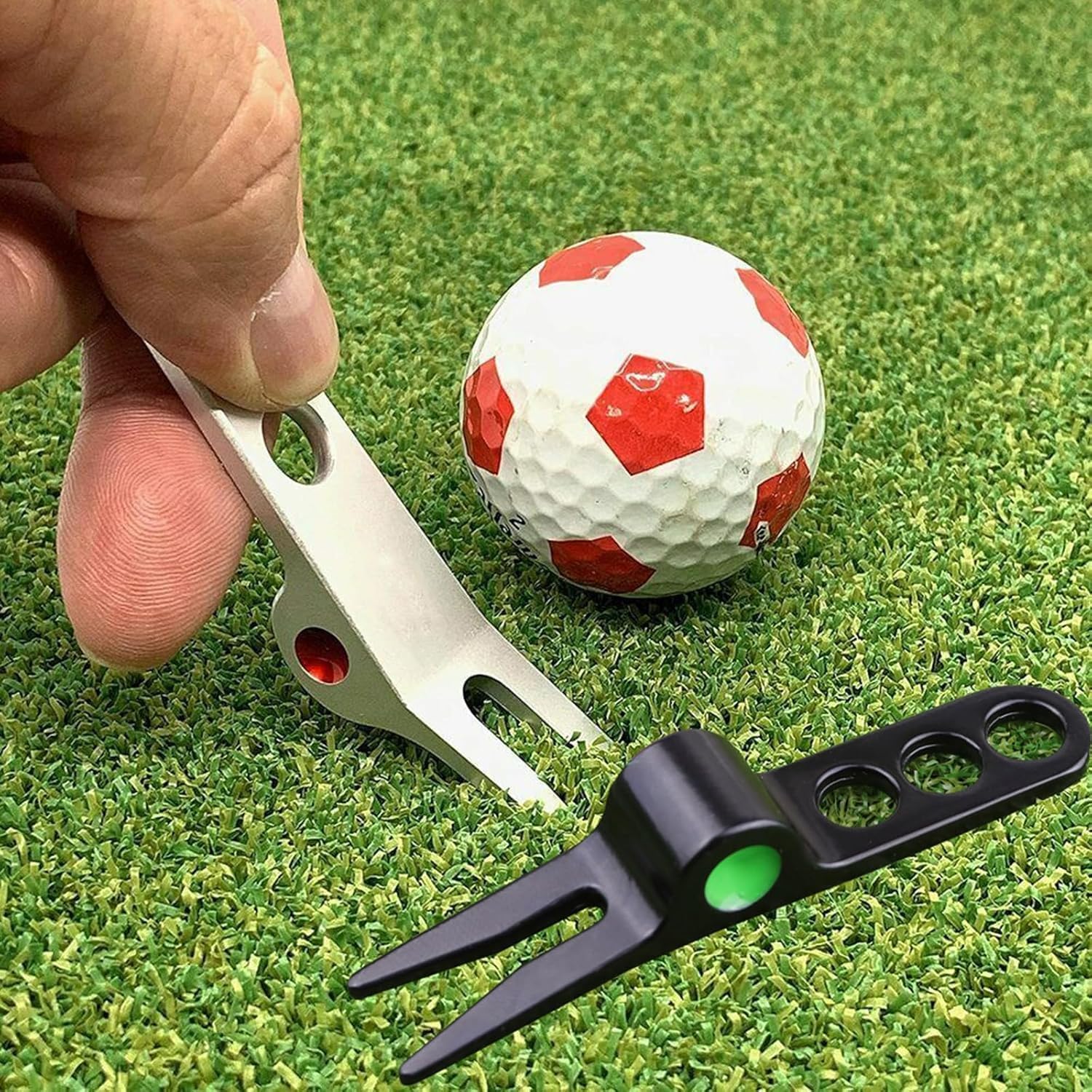 Forcella per palline da golf pivot divot strumento compatibile Cameron Scotty Golf (argento e nero)