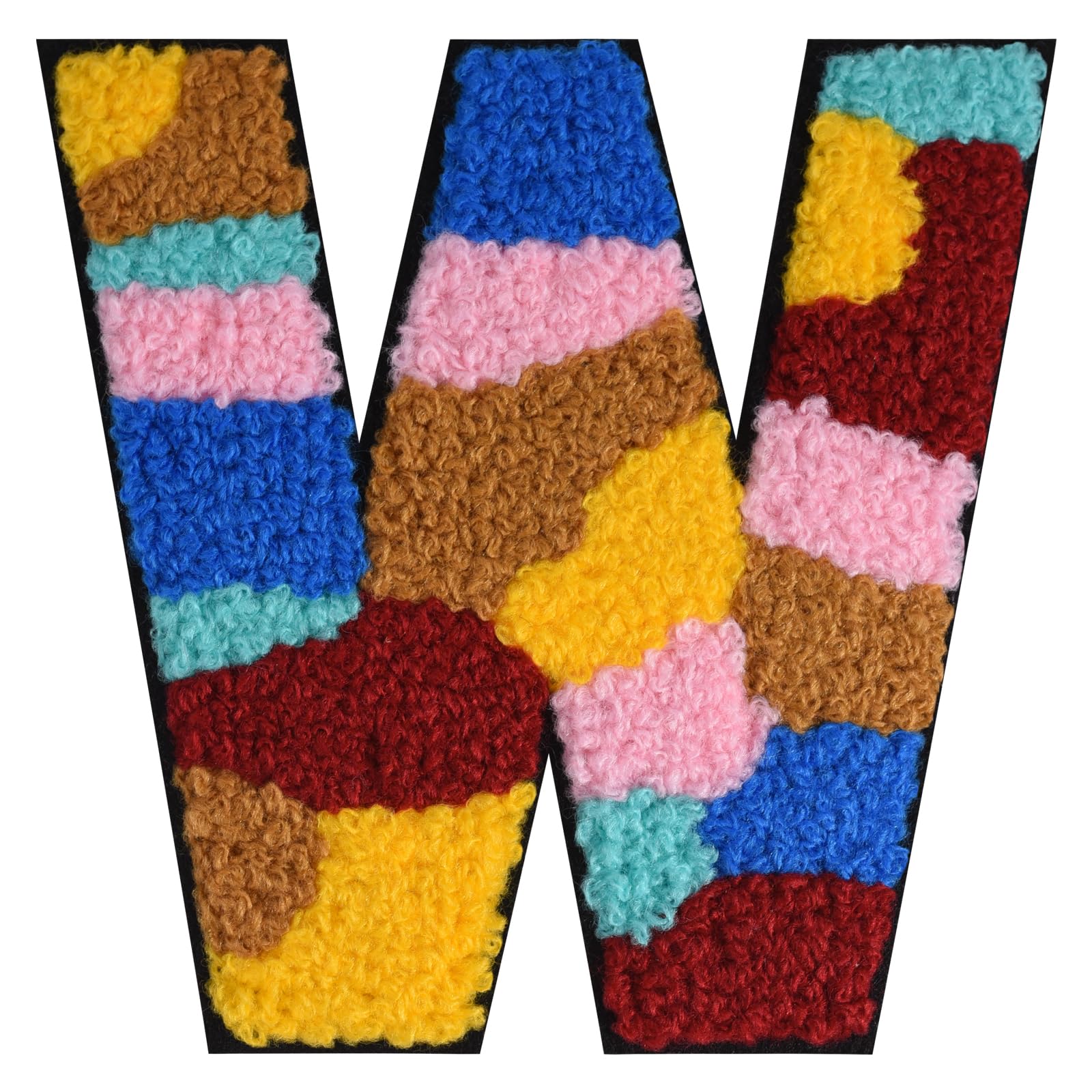 QianSiLi 4.5 Inch Chenille Iron On Letters for Clothes Varsity Letter Patches Embroidered Patch Iron On Patches for Clothing Varsity Jacket Hoodie (Multi Color,W)