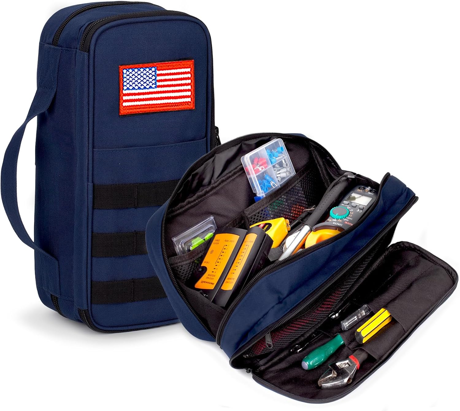 Tactical Tool Bag for Men,Wide Mouth Tool Pouch with Water-Resistant, Multi-purpose Range Bags with Zipper Handle,Heavy Duty Small Tool box organizer for Repairman, Carpenters, Handyman