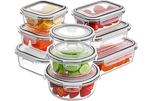 HOMBERKING 18-Piece Glass Food Storage Containers for Meal Preparation