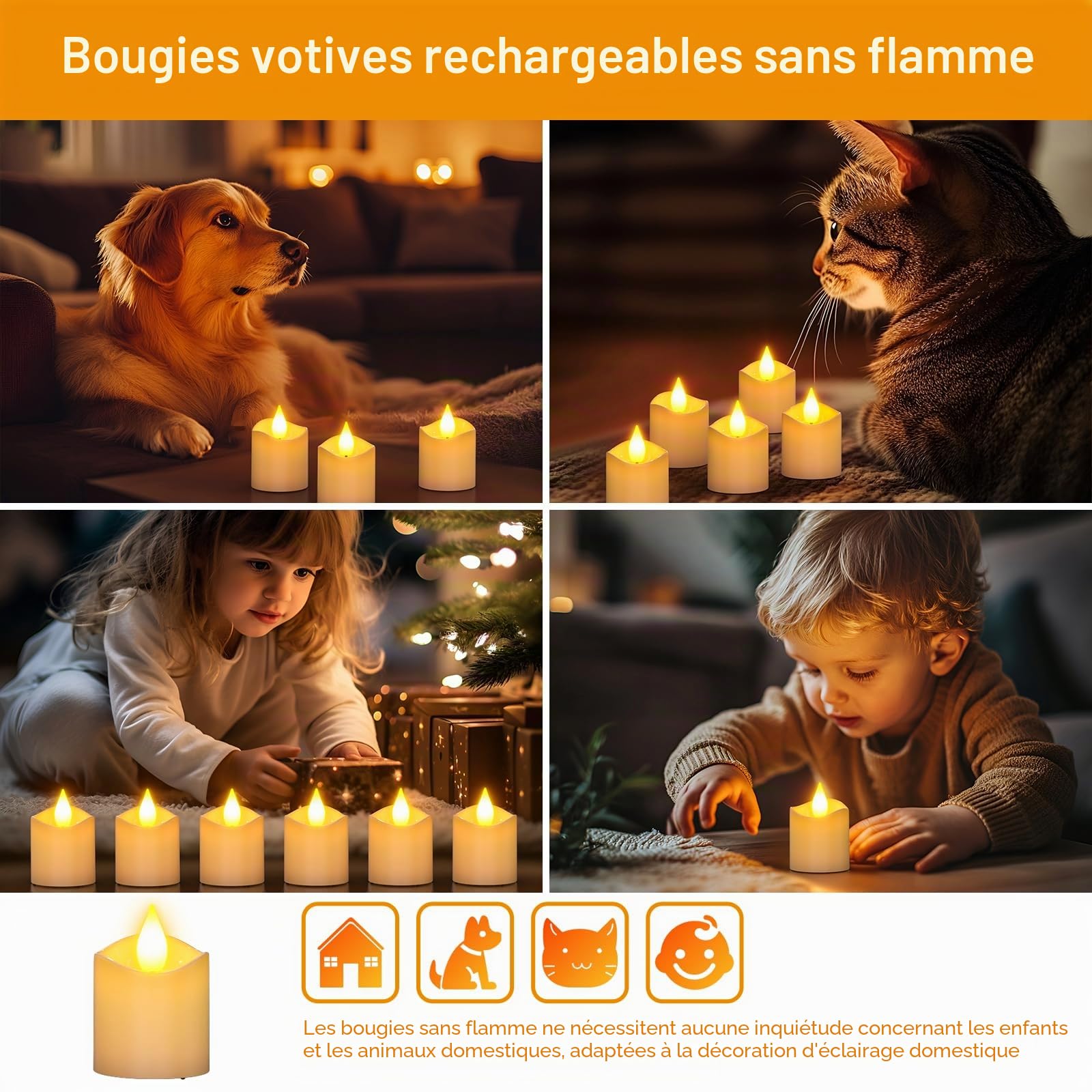 PChero Bougie Chauffe Plat LED Rechargeable, 12pcs Fausse Bougies à LED Votives Flamme Vacillante Bougie Decorative Electrique avec Télécommande pour Deco Noel Anniversaire Maison Chambre Mariage