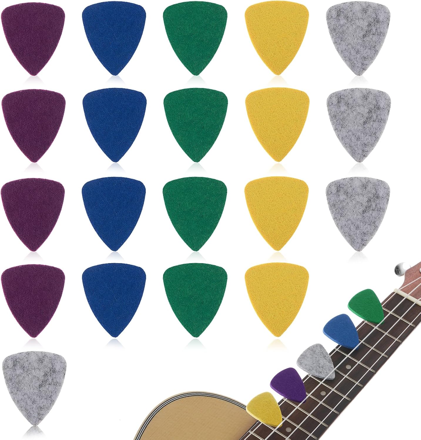 Prasacco 20 Pcs Guitar Picks Ukulele Picks Colorful Felt